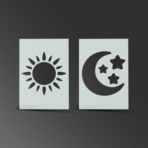 Sun stencil moon - stencil,