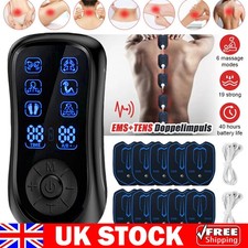 Dual Channel TENS+EMS Unit Muscle Stimulator Machine For Pain Relief 6 Modes UK