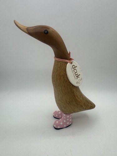 Bamboo wooden duck 20cm pink - bamboo,