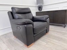 DFS Laiken Black Genuine Leather Armchair Electric Power Recliner
