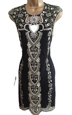 MISS SELFRIDGE Black Beaded Sequin Deco Cocktail Party Dress SIZE 12