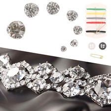 Mixed 3mm-10mm Sew On Diamantes Applique Rhinestones Crystal Glass Silver Beads