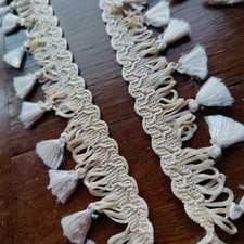 5cm wide Vintage Upholstery Fringe  With Tassel Drop. Cushion & Lampshade Trim