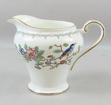 Aynsley Pembroke Milk Jug Creamer Bone China Gold Trim Bird Flowers 4"
