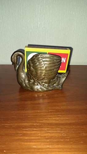 Bronze swan vesta match holder - bronze,