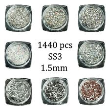 1440pcs SS3 1.4mm Glass Rhinestone Small Tiny Clear Gems Nail Art Bling Diamante