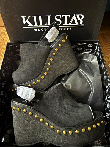Killstar black suede studded - black,