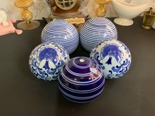 5 x CERAMIC BLUE & WHITE