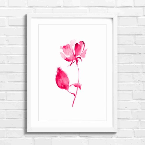 Delicate pink rose and bud - delicate,