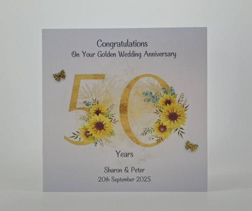 Golden 50th anniversary card - anniversary,