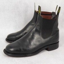 UK 7,5 G - R.M. RM Williams Gardener Black Yearling Leather Chelsea Boots Shoes