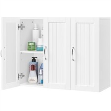 Bathroom Wall Cabinet 3 Doors, Kitchen Cupboard Wall Unit  with Adjustable Shelf