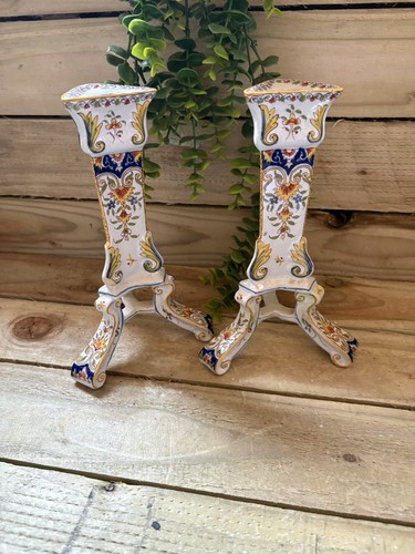 Pair antique french faience - antique,