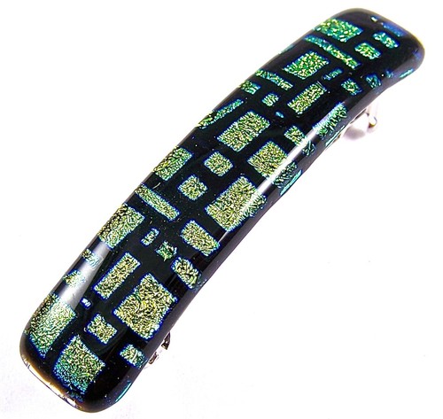 Dichroic glass barrette gold - glass,