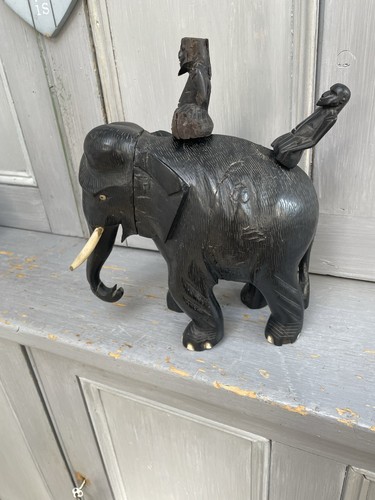 Large antique ebony elephant - antique,
