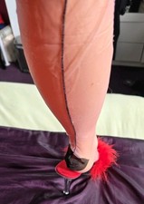 Pink With Black Seam Stockings. M/ L Worn  Lots