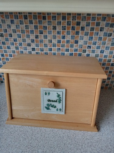 Vintage pine wooden bread bin - vintage,