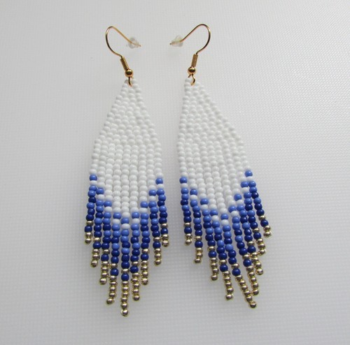Seed bead fringe earrings - bead,