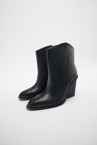 Zara black leather cowboy - zara,
