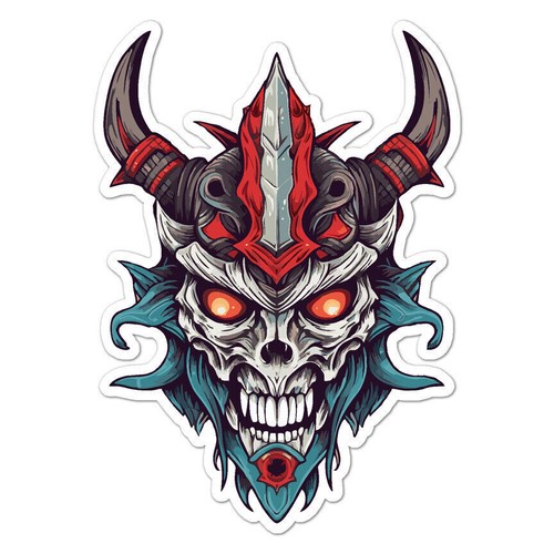 Demon skull horns sticker - skull,