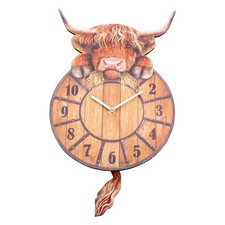 NN Designs Highland Tickin` Cow Pendulum Clock NEW