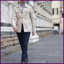 Mens Coats Safari Jacket Linen