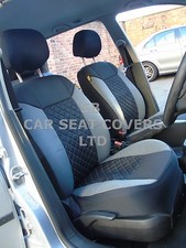 i - TO FIT A TOYOTA STARLET CAR, SEAT COVERS, GREY/BLACK STITCH, FULL SET