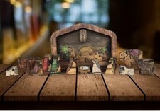 Wooden Statue Nativity Scene Set Baby Jesus Holiday Crib Figurines Decor Puzzle