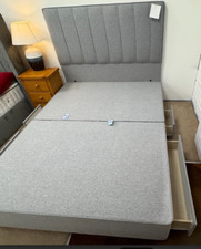 Sleepeeze Kingsize 4 Drw Divan Base & Daisy Floor Standing Headboard In Grey