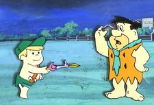 Jetsons Meet The Flintstones Production Cel Hand Painted Signed Hanna Barbera