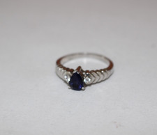 STERLING SILVER 925 IOLITE Gemstone Pear-Cut Solitaire RING Size O