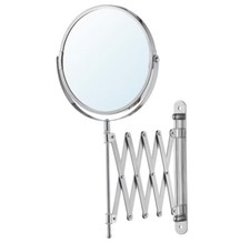 IKEA FRACK Extendable SHAVING MIRROR Stainless Steel Round Magnifying Wall - NEW