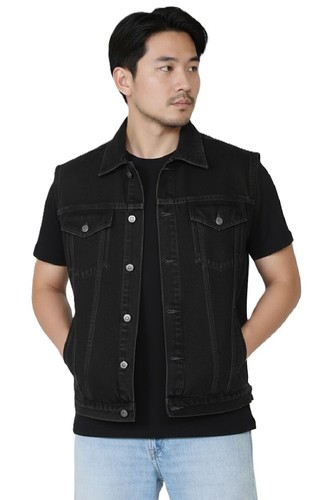 Men multi pocket denim gilet - multi,