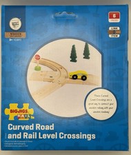 Wooden Train Track Bigjigs Rail Curved Road & Rail Level Crossing New Accessory