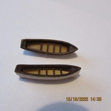 model ship clinker boat brown and white (pair) 12mm x 45mm(approx)