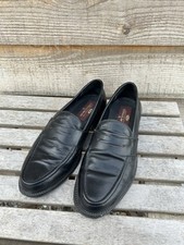 Vintage Black Leather College Shoes Loafers .