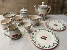 Brixton Pottery coffeepot, milk jug, small plates x2, small cups x2, egg cup etc