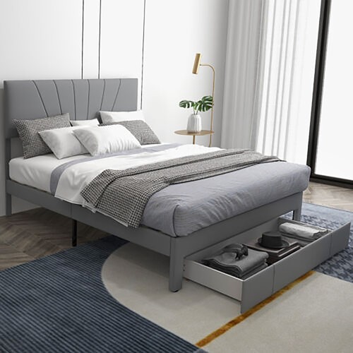 Queen upholstered bed frame - bed,