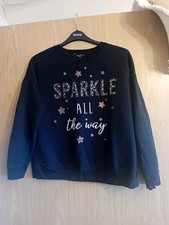 Girls Large Black Christmas Jumper With Gems Good Condition Unknown Brand