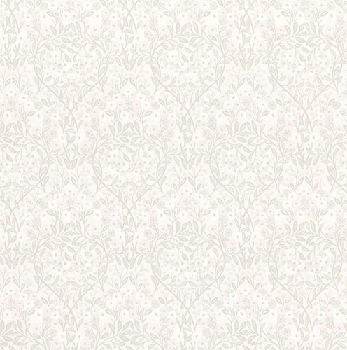 Off white floral wallpaper - white,