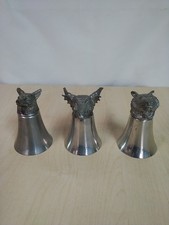 Sheffield Mint Handcrafted Pewter Stirrup Cups Shot Cups - Bear, Fox, And Dragon