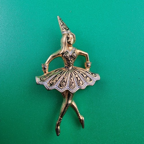 Gold tone ballerina brooch - gold,