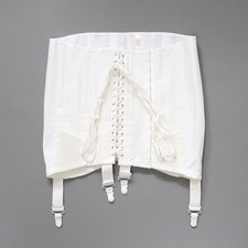 C1950s vintage Spirella corset girdle, white front laced girdle 3 - 30" WAIST