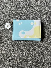 Cute Blue, Yellow And White Theme Tri Fold Purse, Space For Cash And Cards