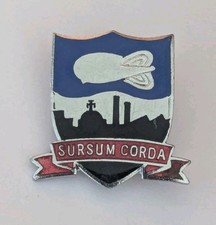 PB Cow War Workers Vintage Enamel Pin Badge Barrage Balloon Fattorini