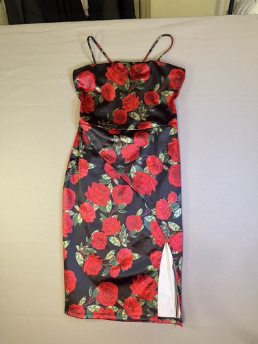 Minette rose print satin - rose,