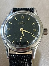 Vintage Zenith Watch, Black Dial. Circa 1940s