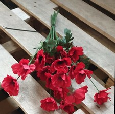 5 x Red Remembrance Poppy Spray 45cm Wild Poppies Artificial Flower