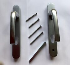 Brushed Chrome UPVC Timber Composite Door Handle Lever Short 92pz 122mm Screws