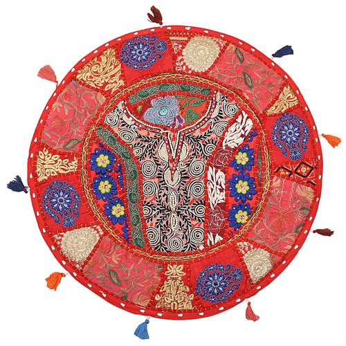 Red floor cushion - cushion, round